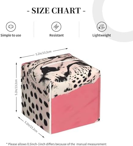 Pink Cheetah Art Print Leather Tissue Box Holder 52x52x52 Inches