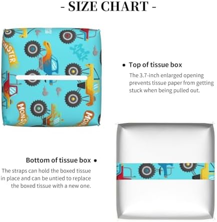 LuwuqiuW Cartoon Monster Truck Print Leather Tissue Box Holder 52x52x52 inch Durable Stylish
