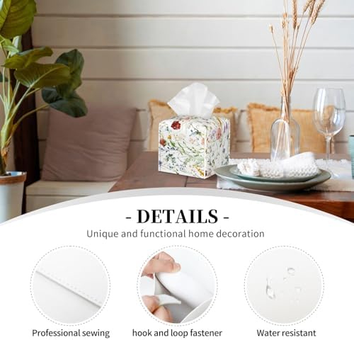 Luwuqiwu Wildflower Watercolor Leather Tissue Box Holder