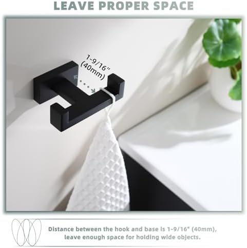 Suyar Matte Black Double Towel Hook Set