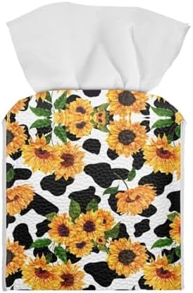 Square Facial Tissue Case with Waterproof PU Leather for Bathroom Office Car Decorative Use