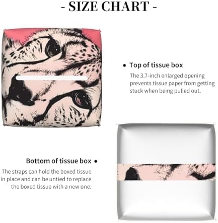 Pink Cheetah Art Print Leather Tissue Box Holder 52x52x52 Inches