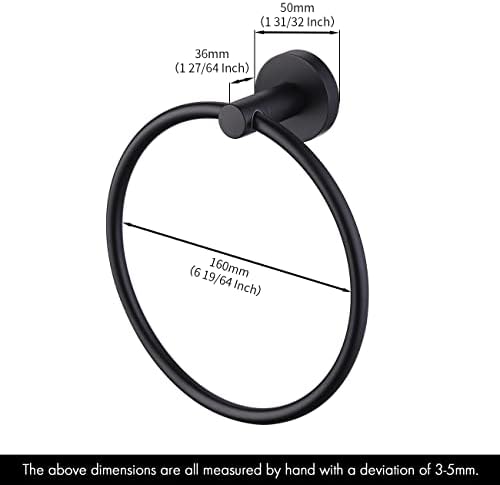 KES Matte Black Towel Ring