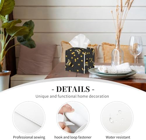 Bee Print Leather Tissue Box Holder
