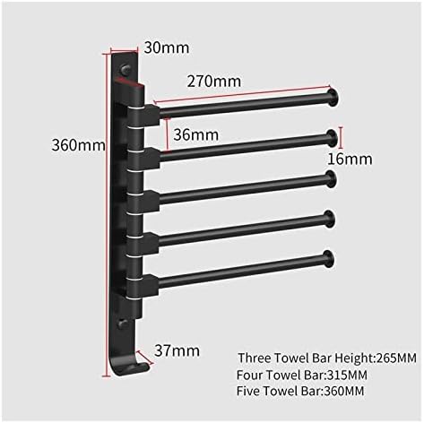 Heavy Duty Towel Rail Organizer 5-Towel Bar - Rust Free Space-Saving