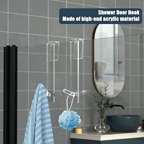 DNCG Clear Glass Shower Door Hook Easy Install Durable Organizing
