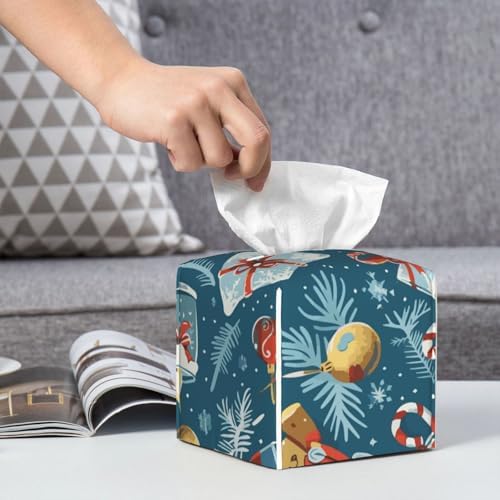 Christmas Snowman Gift Leather Tissue Box 52x52x52