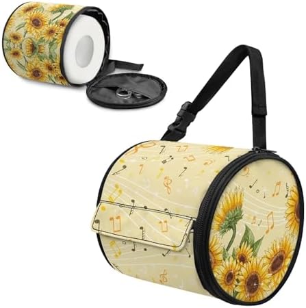 Sunflower-print Camping Toilet Paper Holder w Adjustable Straps
