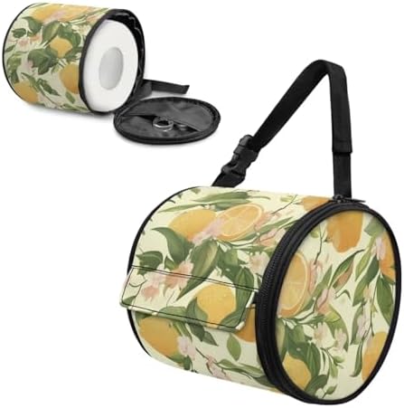 Stylish and Functional Lemon-Print Travel Toilet Paper Holder for Cats and Dogs