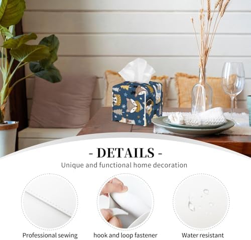 Premium Leather Tissue Box Cover Animal Print Design Easy to Install