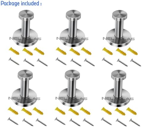 Elegant Stainless Steel Brushed Short Bath Towel Hooks Set of 6