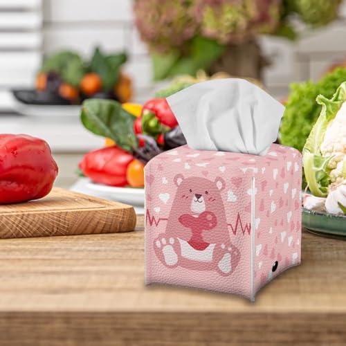 Gomyblomy Lovely Bear Heart Tissue Box Cover - Modern Bathroom Accessories