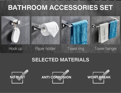 Stainless Steel Towel Bar Set Chrome Black