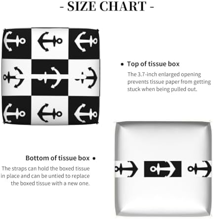 Nautical Anchors1 Print Leather Tissue Box Holder 52x52x52inch