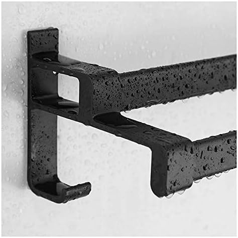 Compact Sleek Aluminum Towel Rail Matte Black No Drilling 30cm bath