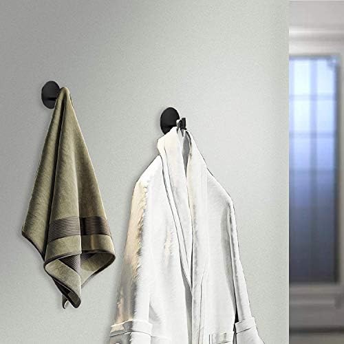 Durable 304 Stainless Steel Black Adhesive Towel Hooks for Bathroom More