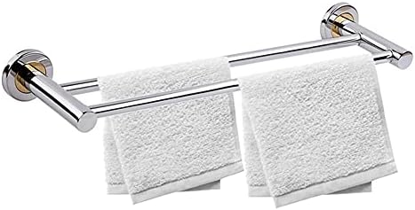Sturdy 50x14cm Stainless Steel Towel Bar Double Bar Bathroom Rack Wall-Mounted Towel Holder