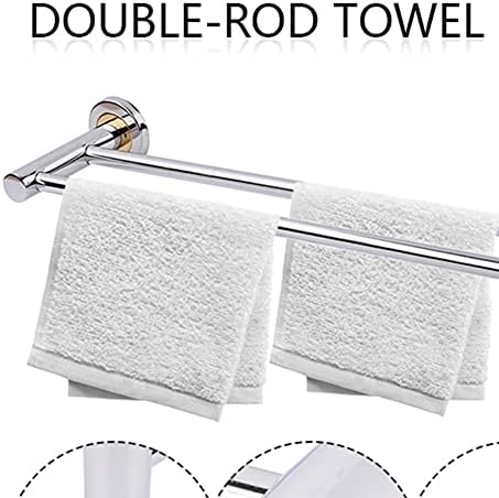 Sturdy 50x14cm Stainless Steel Towel Bar Double Bar Bathroom Rack Wall-Mounted Towel Holder