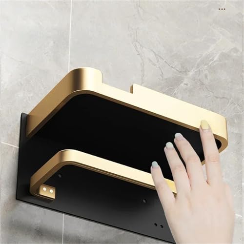 Black Gold Wall-Mounted Toilet Paper Holder for Home Bathroom