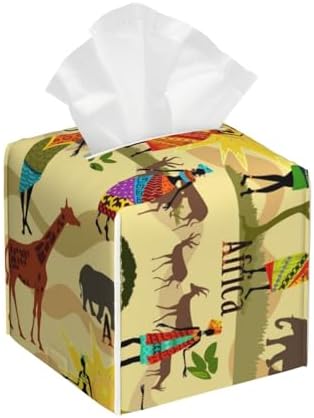 Ethnic African Leather Tissue Box Holder