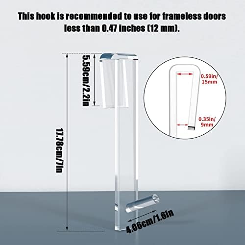 DNCG Clear Glass Shower Door Hook Easy Install Durable Organizing