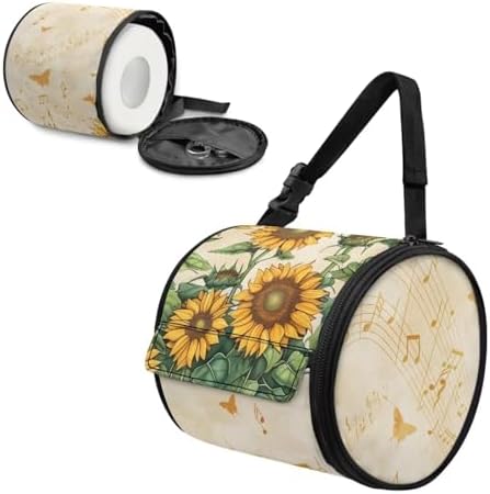 ZDCUSTOM Music Sunflower Round Paper Towel Storage Bag - Durable Compact