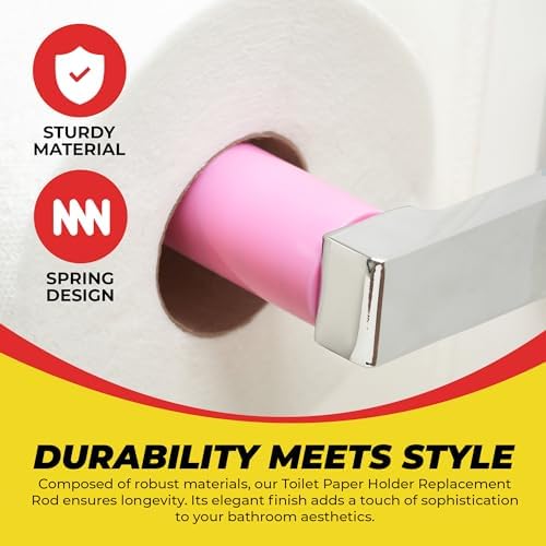 Ergonomic Pink Plastic Toilet Paper Holder Replacement with Spring Loaded Design