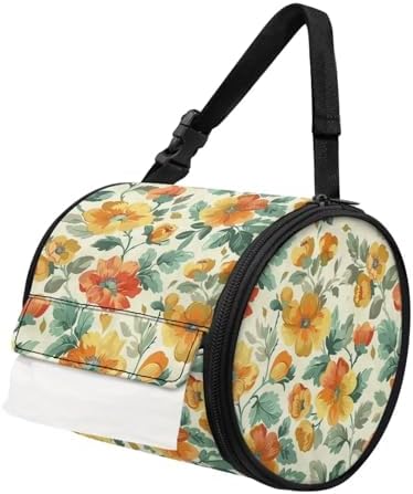Flower Patterns Outdoor Toilet Paper Holder Reusable Portable for Camping RV Bathroom Decor