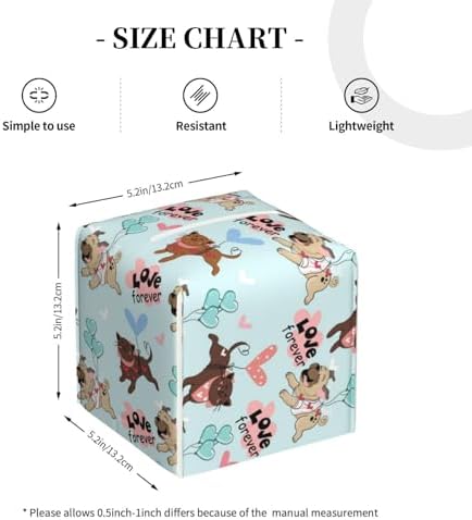 Cute Pug Leather Tissue Box Holder