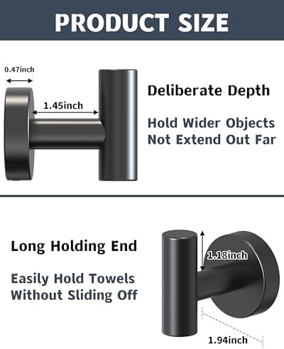 Stylish Black Towel Hook for Home ms