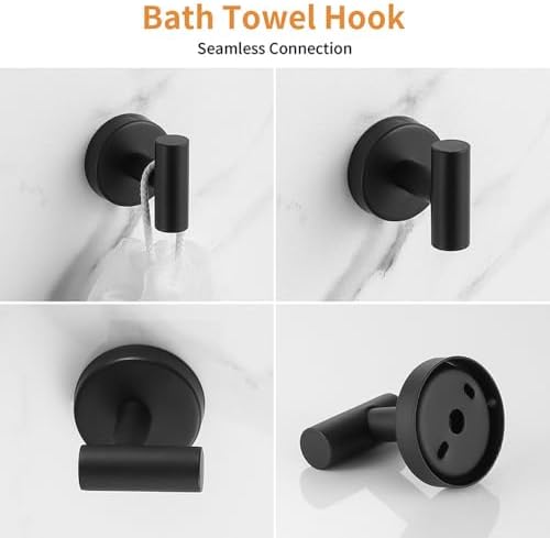 Transform Your Bathroom with Matte Black Towel Bar Holder Set - Durable Space-Saving