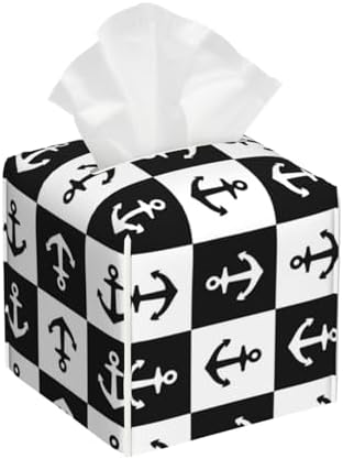 Nautical Anchors1 Print Leather Tissue Box Holder 52x52x52inch