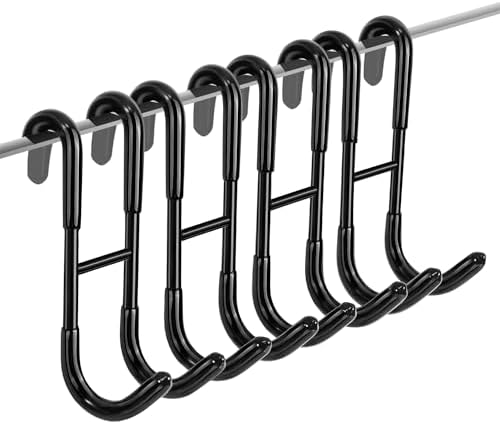 RICHMIRT 4-Piece Black 304 Steel Bathroom Showers Frameless Door Hooks