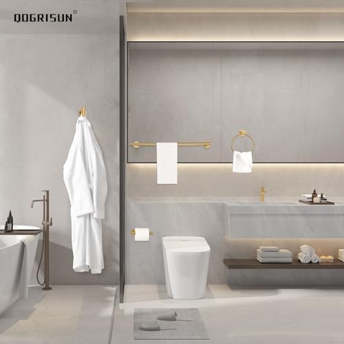 QOGRISUN Brass Towel Hook for Bathroom - Gold Coat Heavy Duty