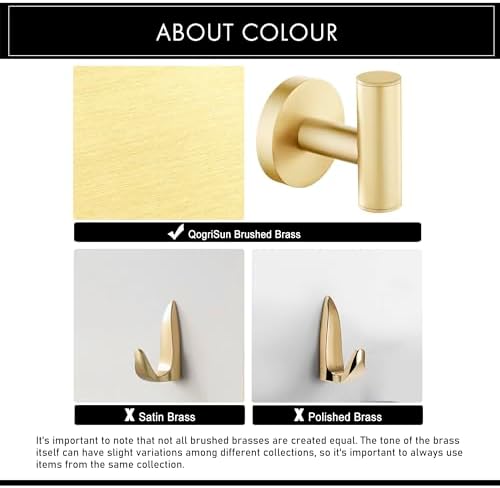 QOGRISUN Brass Towel Hook for Bathroom - Gold Coat Heavy Duty