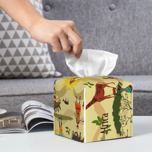 Ethnic African Leather Tissue Box Holder