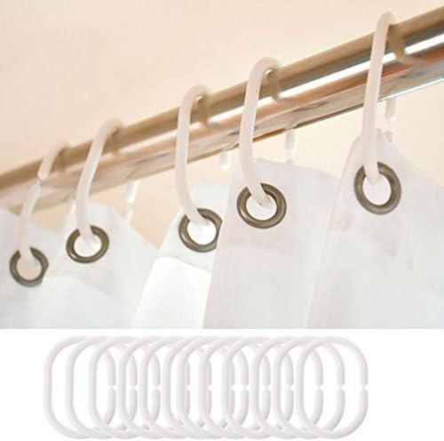 ZHORCIN 12-Piece C-Shape Shower Curtain Ring Hook Set