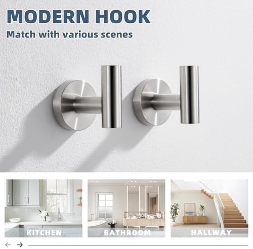 Sturdy 304 Stainless Steel Bathroom Hook Pair
