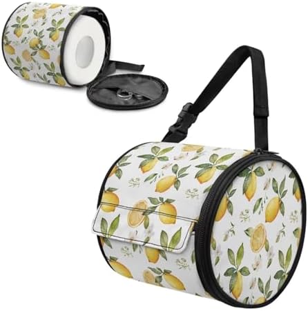 Lemon Print Oxford Fabric Toilet Paper Organizer Bag for Home Bathroom