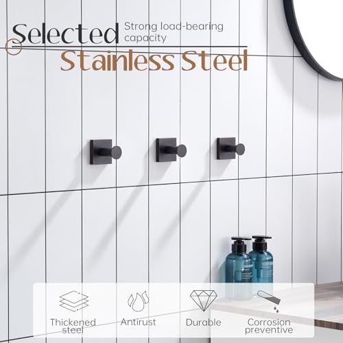 3-Pack Stainless Steel Robe Hooks Oil Rubbed Bronze