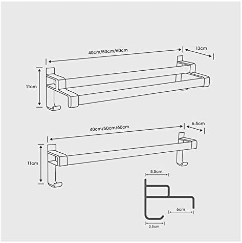Compact Sleek Aluminum Towel Rail Matte Black No Drilling 30cm bath