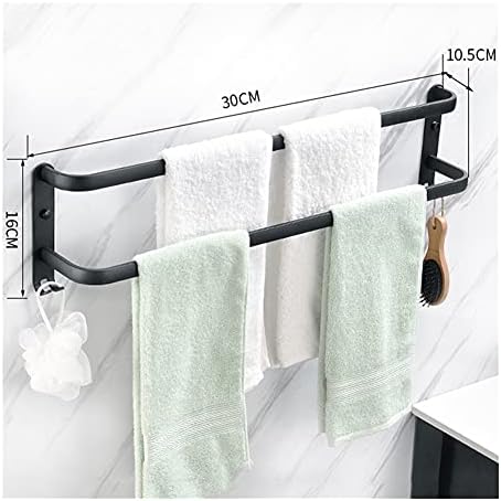 30cm Wall-Mounted Aluminum Black Towel Rail