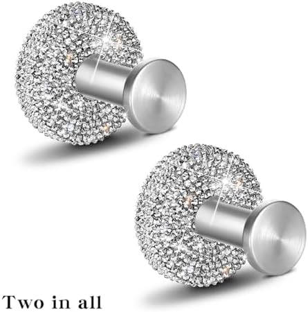 GUFONKOD Polished Matte Chrome Bling Hooks for Shower Bathroom Kitchen Up to 15 lbs - Rhinestone Design