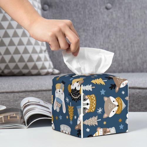 Premium Leather Tissue Box Cover Animal Print Design Easy to Install