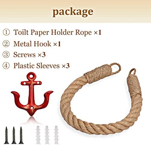 Rustic Nautical Wall-Mounted Toilet Paper Holder Bohemian Bathroom Decor
