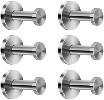 Elegant Stainless Steel Brushed Short Bath Towel Hooks Set of 6