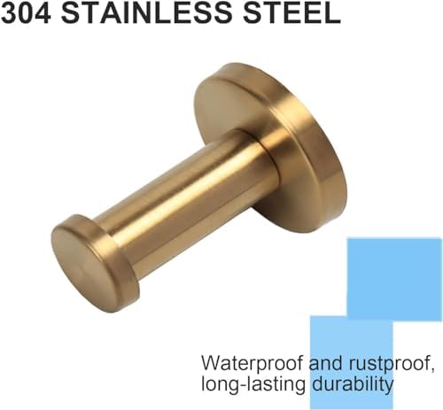 Gold Stainless Steel 10-Piece Bathroom Towel Hook Set with Wall Bracket - Durable for Bathroom Kitchen Bedroom
