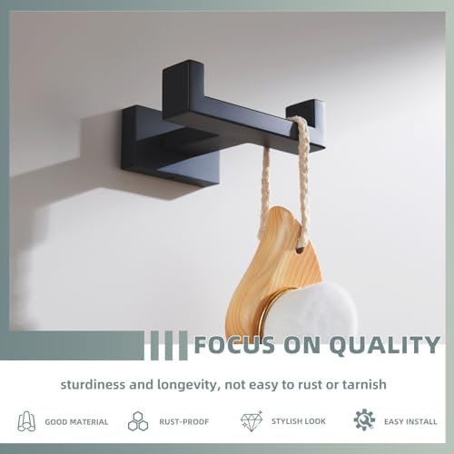 Suyar Matte Black Double Towel Hook Set