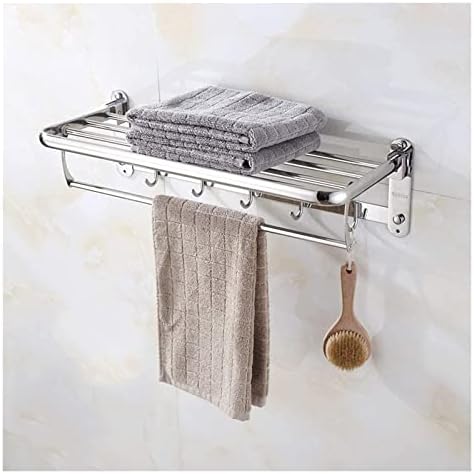 Sturdy 60cm Foldable Towel Rail with Dual Rows for Bathroom Storage