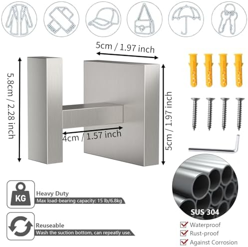 Bathroom Towel Hook Set Brushed Nickel Heavy Duty DGYB Store